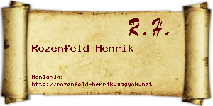 Rozenfeld Henrik névjegykártya